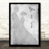 John Legend You & I Grey Song Lyric Man Lady Dancing Quote Print
