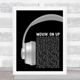 Primal Scream Movin' On Up Grey Headphones Song Lyric Print