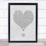 One Direction 18 Grey Heart Song Lyric Print