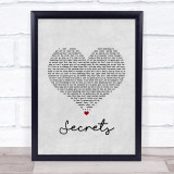 OneRepublic Secrets Grey Heart Song Lyric Print