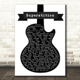 Stevie Wonder Superstition Black & White Guitar Song Lyric Print