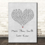 Travis Tritt More Than You'll Ever Know Grey Heart Song Lyric Print