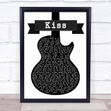 Prince Kiss Black & White Guitar Song Lyric Quote Print