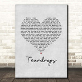 Womack & Womack Teardrops Grey Heart Song Lyric Print