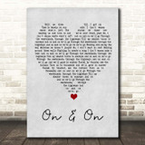 Cartoon On & On Grey Heart Song Lyric Print