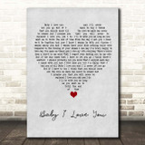 1st Lady Baby I Love You Grey Heart Song Lyric Print