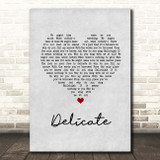 Damien Rice Delicate Grey Heart Song Lyric Print