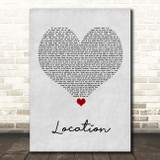 Dave Location Grey Heart Song Lyric Print