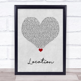 Dave Location Grey Heart Song Lyric Print