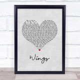 Hurts Wings Grey Heart Song Lyric Print