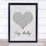 Janis Joplin Cry Baby Grey Heart Song Lyric Print