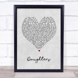 John Mayer Daughters Grey Heart Song Lyric Print