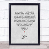 John Mayer XO Grey Heart Song Lyric Print