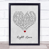 Kj Apa Right Here Grey Heart Song Lyric Print