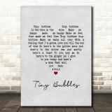 Sidney Devine Tiny Bubbles Grey Heart Song Lyric Wall Art Print