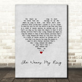 Solomon King She Wears My Ring Grey Heart Song Lyric Wall Art Print