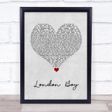Taylor Swift London Boy Grey Heart Song Lyric Wall Art Print