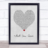 Tesla What You Give Grey Heart Song Lyric Wall Art Print