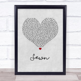 The Feeling Sewn Grey Heart Song Lyric Wall Art Print