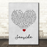 The Kooks Seaside Grey Heart Song Lyric Wall Art Print