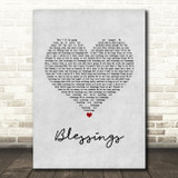 Tom Walker Blessings Grey Heart Song Lyric Wall Art Print