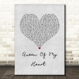 Westlife Queen Of My Heart Grey Heart Song Lyric Wall Art Print