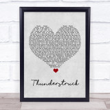 AC DC Thunderstruck Grey Heart Song Lyric Wall Art Print
