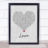 Boyzone Love Grey Heart Song Lyric Wall Art Print
