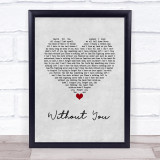 Breaking Benjamin Without You Grey Heart Song Lyric Wall Art Print