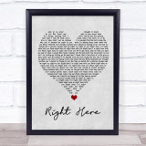 Chris Brown Right Here Grey Heart Song Lyric Wall Art Print