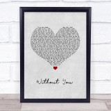 Chris Brown Without You Grey Heart Song Lyric Wall Art Print
