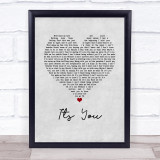 Daniel shaw Its you Grey Heart Song Lyric Wall Art Print