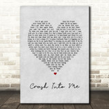 Dave Matthews Band Crash Into Me Grey Heart Song Lyric Wall Art Print