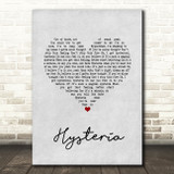 Def Leppard Hysteria Grey Heart Song Lyric Wall Art Print