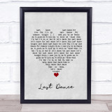 Donna Summer Last Dance Grey Heart Song Lyric Wall Art Print