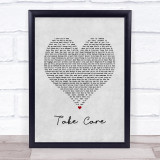 Drake Take Care Grey Heart Song Lyric Wall Art Print