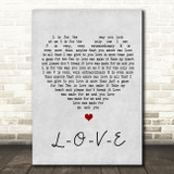 Frank Sinatra L-O-V-E Grey Heart Song Lyric Wall Art Print