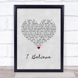 Frankie Laine I Believe Grey Heart Song Lyric Wall Art Print