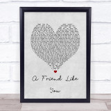 Andy Grammer A Friend Like You Grey Heart Song Lyric Wall Art Print