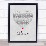 Heart Alone Grey Heart Song Lyric Wall Art Print
