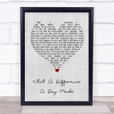 Jamie Cullum What A Difference A Day Made Grey Heart Song Lyric Wall Art Print