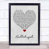 Jeff Buckley Hallelujah Grey Heart Song Lyric Wall Art Print