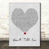 Jeremih Don't Tell Em Grey Heart Song Lyric Wall Art Print