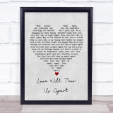 Joy Division Love Will Tear Us Apart Grey Heart Song Lyric Wall Art Print