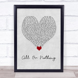 Athena Cage All Or Nothing Grey Heart Song Lyric Wall Art Print