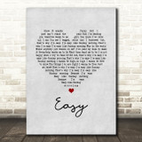 Lionel Richie Easy Grey Heart Song Lyric Wall Art Print