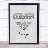 Lionel Richie Easy Grey Heart Song Lyric Wall Art Print