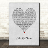 Luther Vandross I'd Rather Grey Heart Song Lyric Wall Art Print