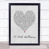 Nena 99 Red Balloons Grey Heart Song Lyric Wall Art Print