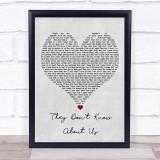 One Direction They Don't Know About Us Grey Heart Song Lyric Wall Art Print